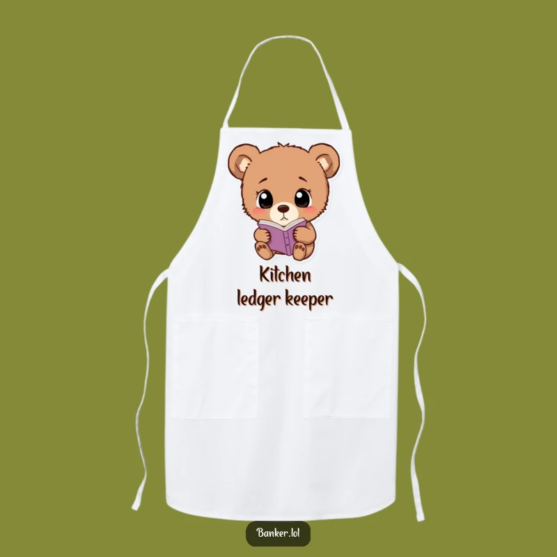 Funny Bear Cub Kitchen Ledger Apron: Cook with Curiosity!