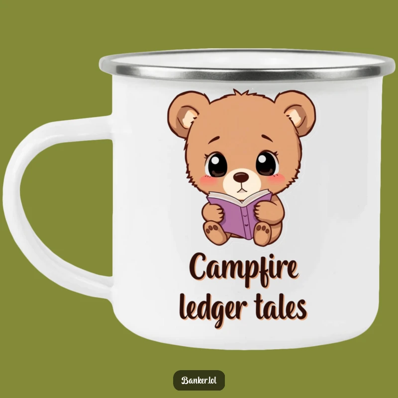 Funny Bear Cub Camp Ledger Mug: Coffee & Curiosity!