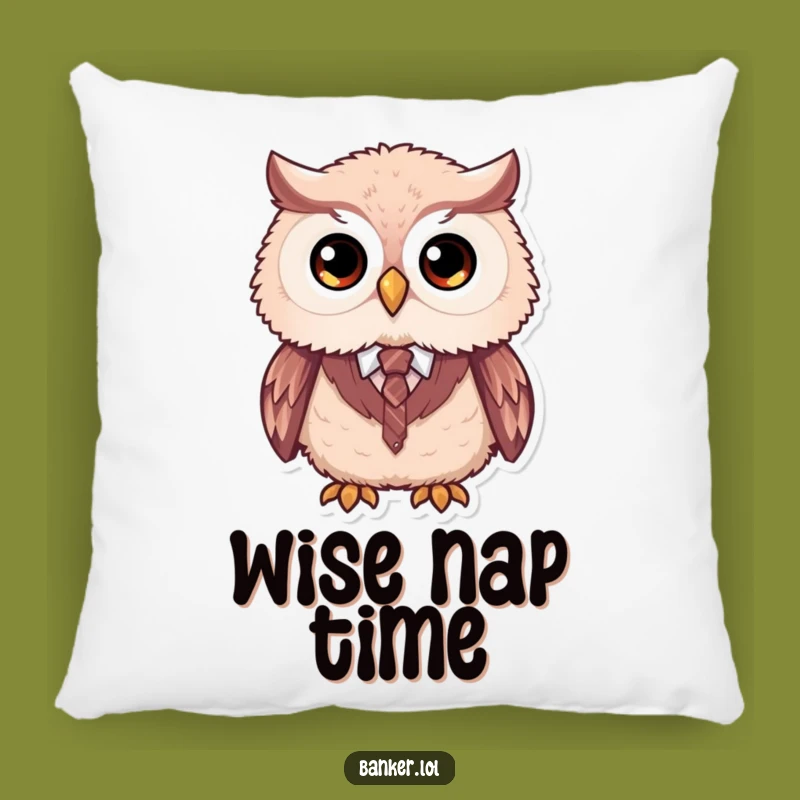 Funny Owl Formal Pillow: Dapper Vest & Tie Cushion, Cozy Funny Gift for Refined Spaces