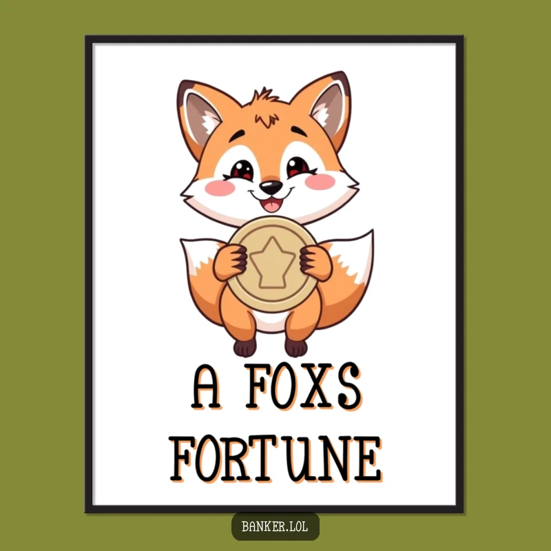 Funny Fox Coin Digital Art - Hilarious Printable for Ambitious Spaces