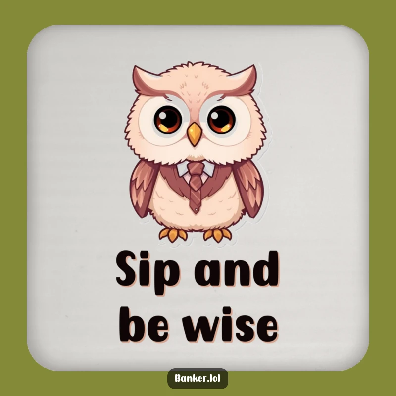 Funny Owl Formal Coaster: Dapper Vest & Tie Drink Protector, Chic Funny Gift for Tables