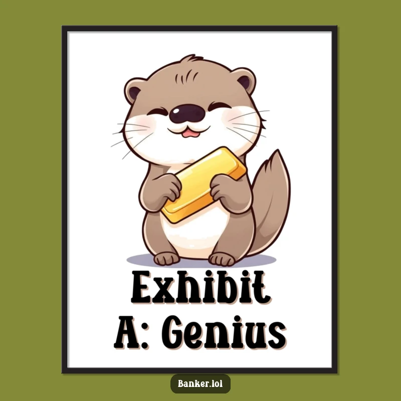Funny Otter Gold Bar Poster Print: Hilarious Wall Art for Laughs!