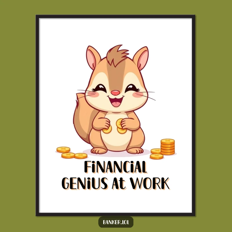 Funny Squirrel Financial Whiz Poster: Vibrant Art for a Humorous Home!