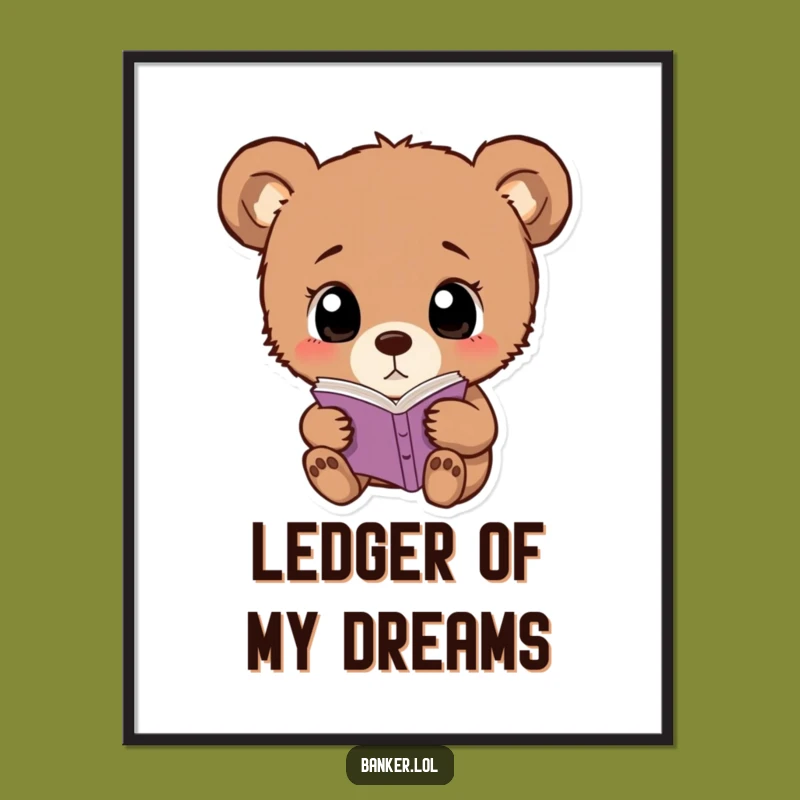 Funny Bear Cub Financial Explorer Poster: Whimsical Art for Any Room!