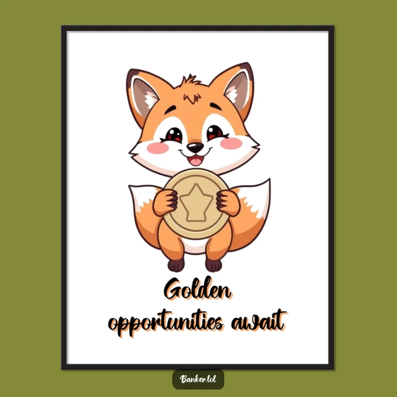 Funny Fox Coin Poster - Hilarious Wall Art for the Ambitious