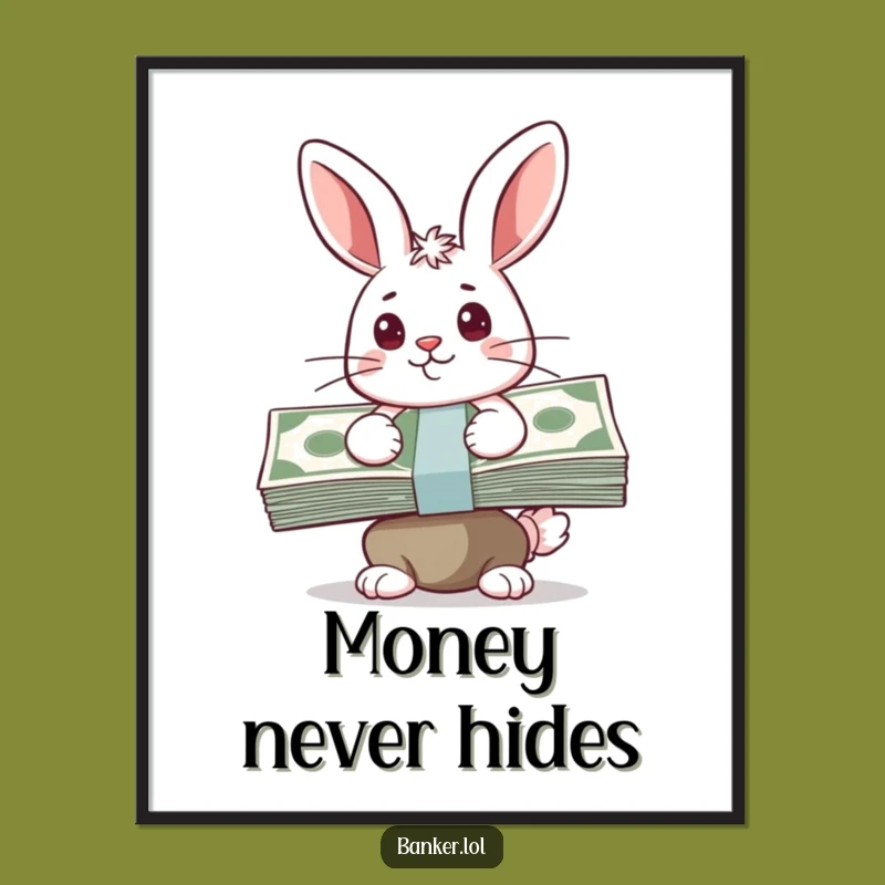 Funny Bunny Cash Poster - Hilarious Wall Art for Savers and Goal Setters
