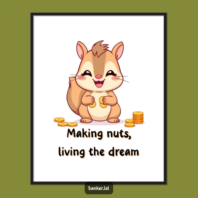 Free Printable Wall Art: Funny Squirrel Counting Coins, Hilarious Downloadable Decor for Your Home