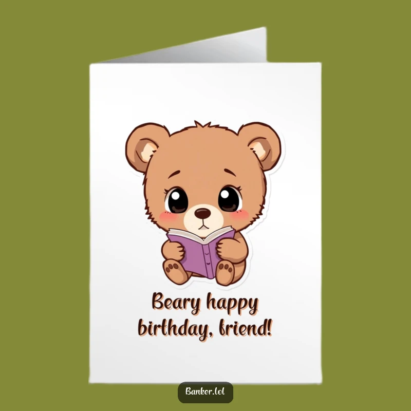 Free Printable Birthday Card: Curious Bear Cub Counting Funds for a Funny Downloadable Gift