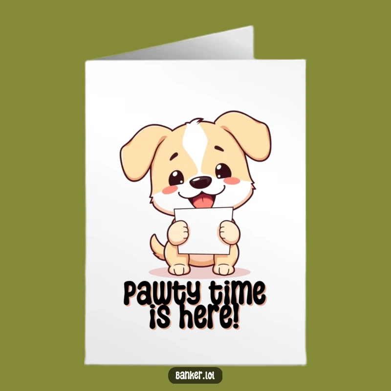 Free Printable Birthday Card: Bouncy Dog with Papers for a Fun, Downloadable Gift