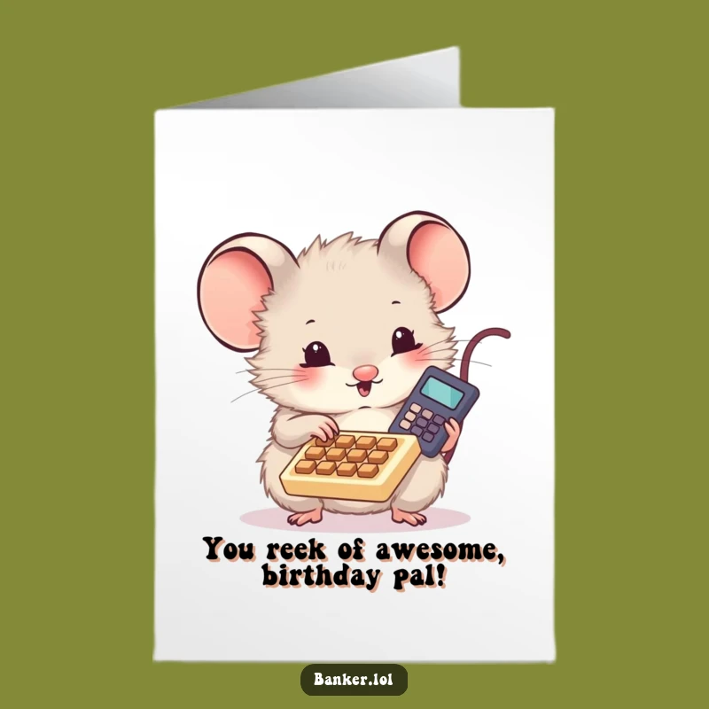 Free Printable Funny Birthday Card: Mouse Calculating Fun - Hilarious Downloadable Gift!