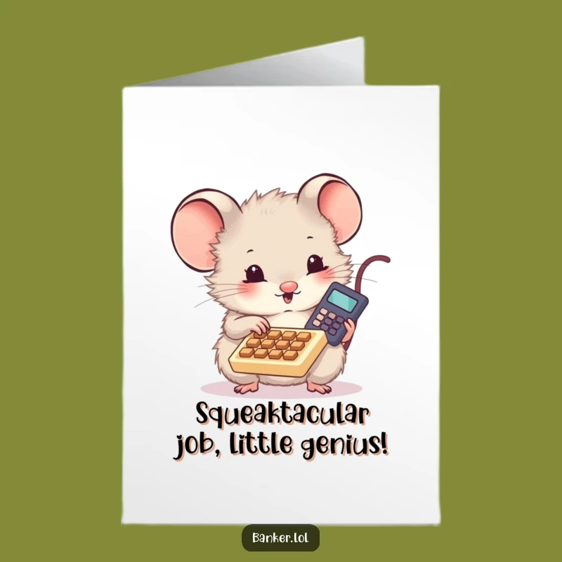 Free Printable Congratulations Card: Mouse's Success Calculation - Humorous Downloadable Greeting