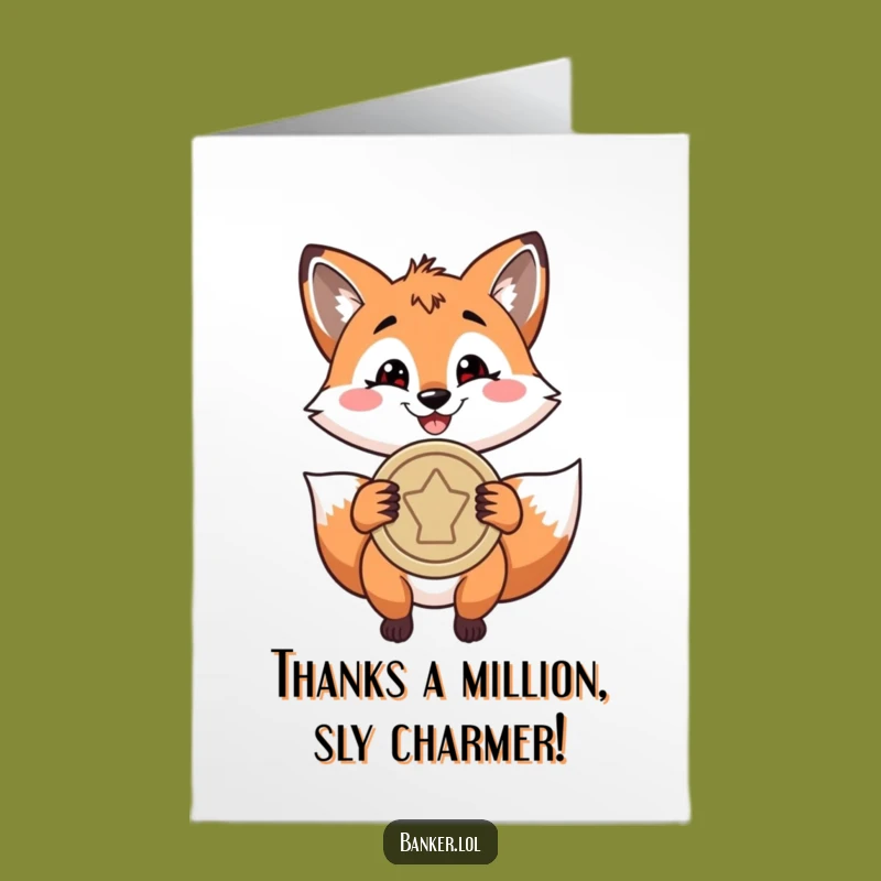 Free Printable Thank You Card: Fox's Grateful Coin - Funny Downloadable Appreciation